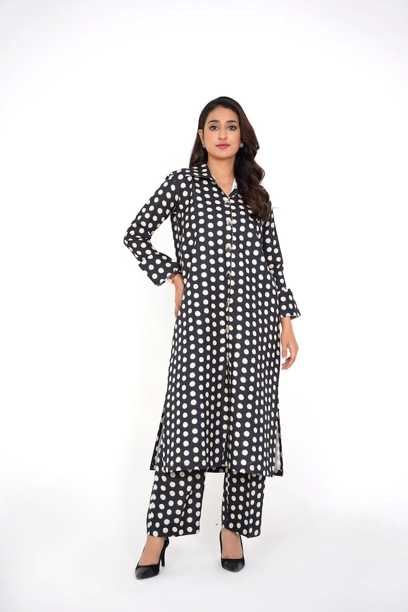 Arha Eman Stitched Winter Suit-Polka Muse – 2 Piece Coord Ready To Wear - Image 2