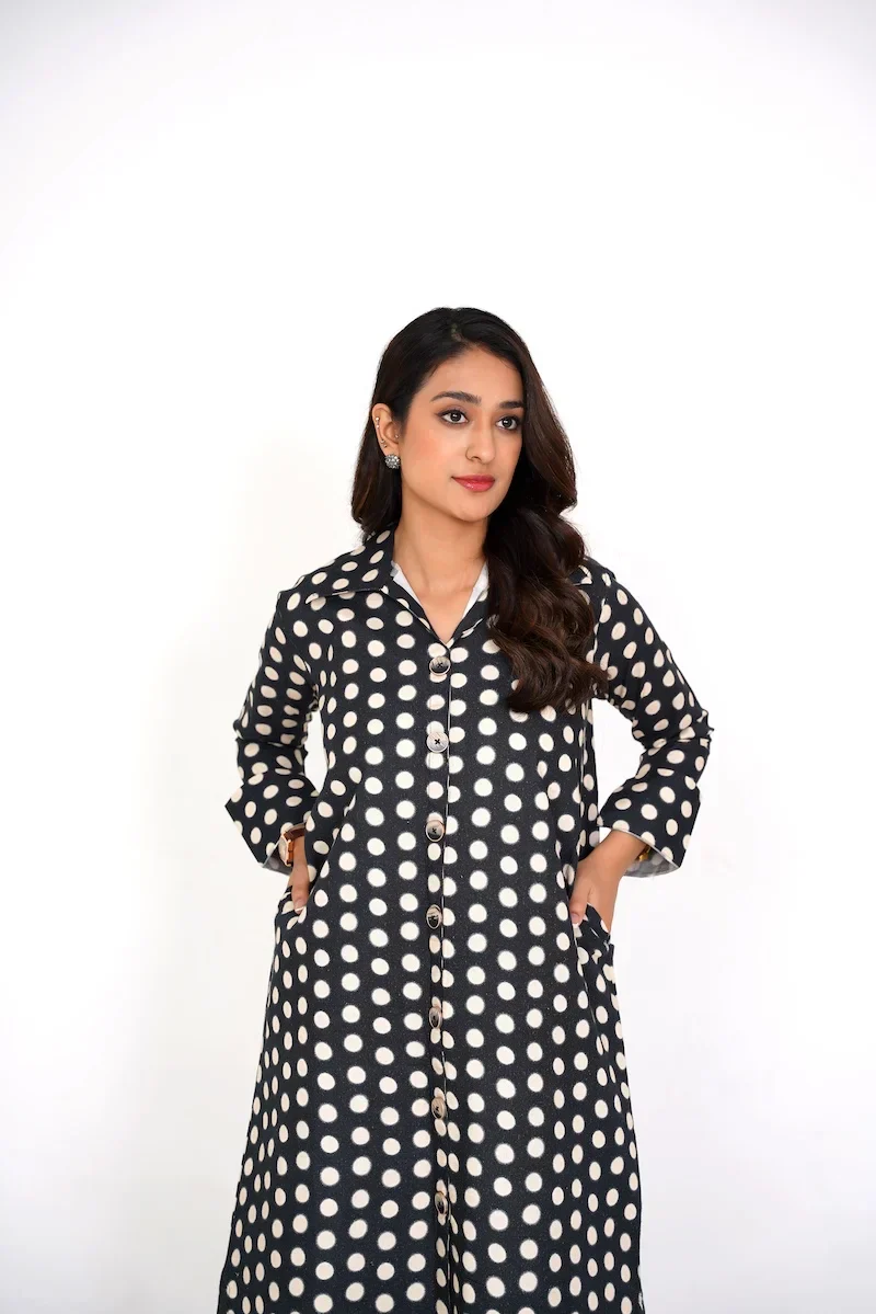 Arha Eman Stitched Winter Suit-Polka Muse – 2 Piece Coord Ready To Wear - Image 6
