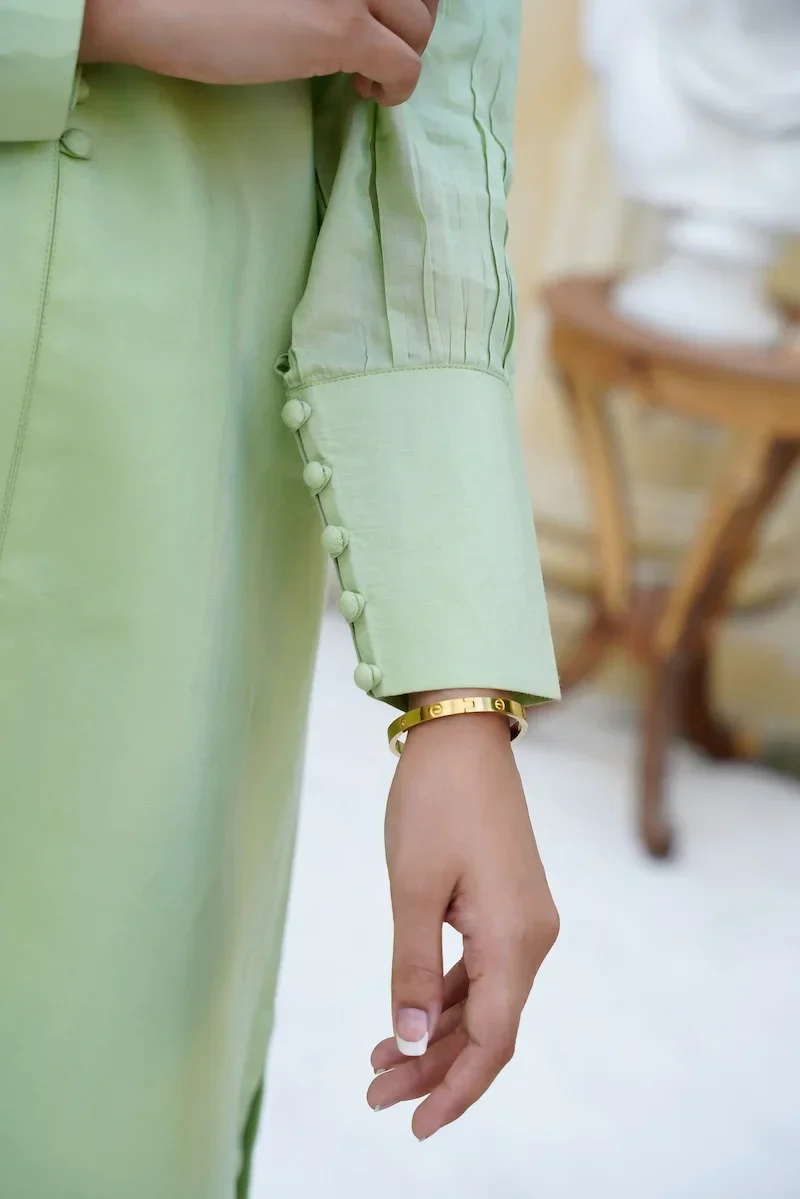 Arha Eman Stitched Winter Suit-Sage Edit – 2 Piece Silk Coord - Image 5