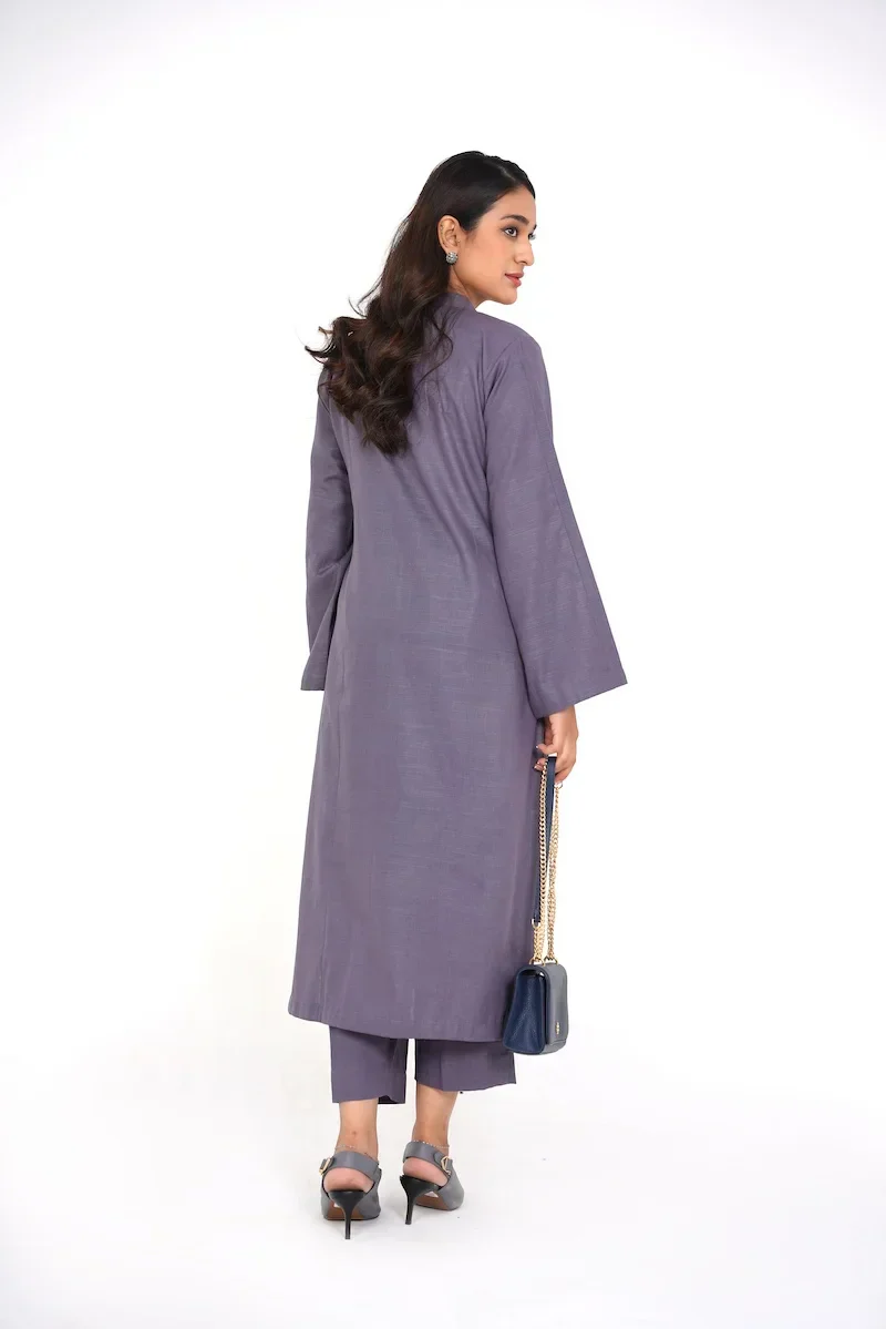 Arha Eman Stitched Winter Suit-Smoky Lilac – 2 Piece Coord Ready To Wear - Image 6
