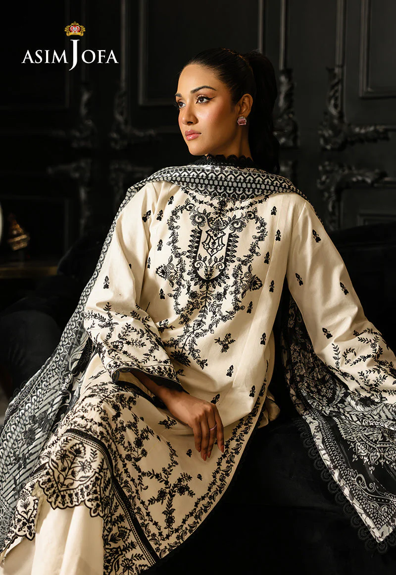 Monochrome by Asim Jofa Unstitched 3 Piece Lawn AJMCH-02 - Image 4