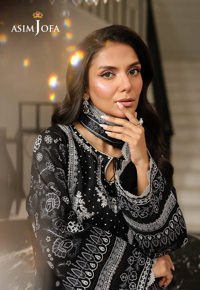 Monochrome by Asim Jofa Unstitched 3 Piece Lawn AJMCH-06 - Image 6