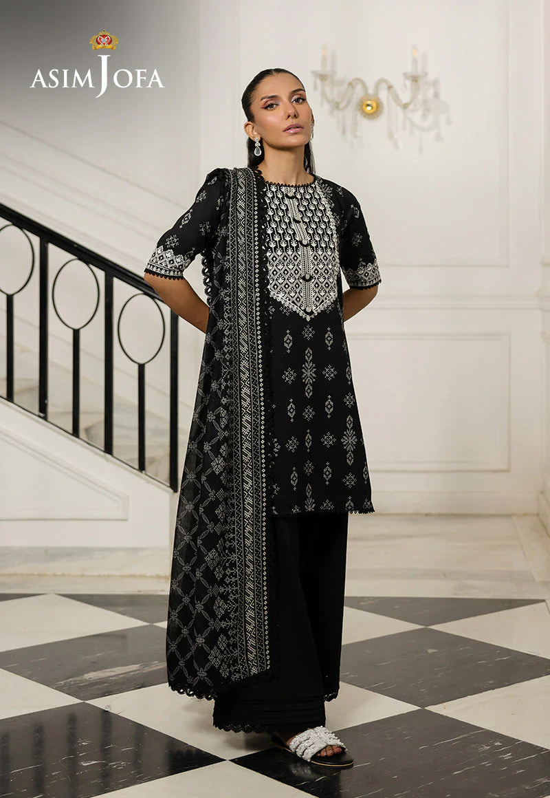 Monochrome by Asim Jofa Unstitched 3 Piece Lawn AJMCH-10 - Image 3