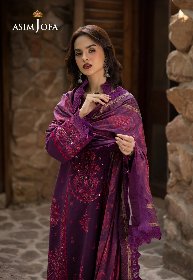 Asim Jofa Unstitched 3 Piece Winter Suit-AJUW-29 - Image 2