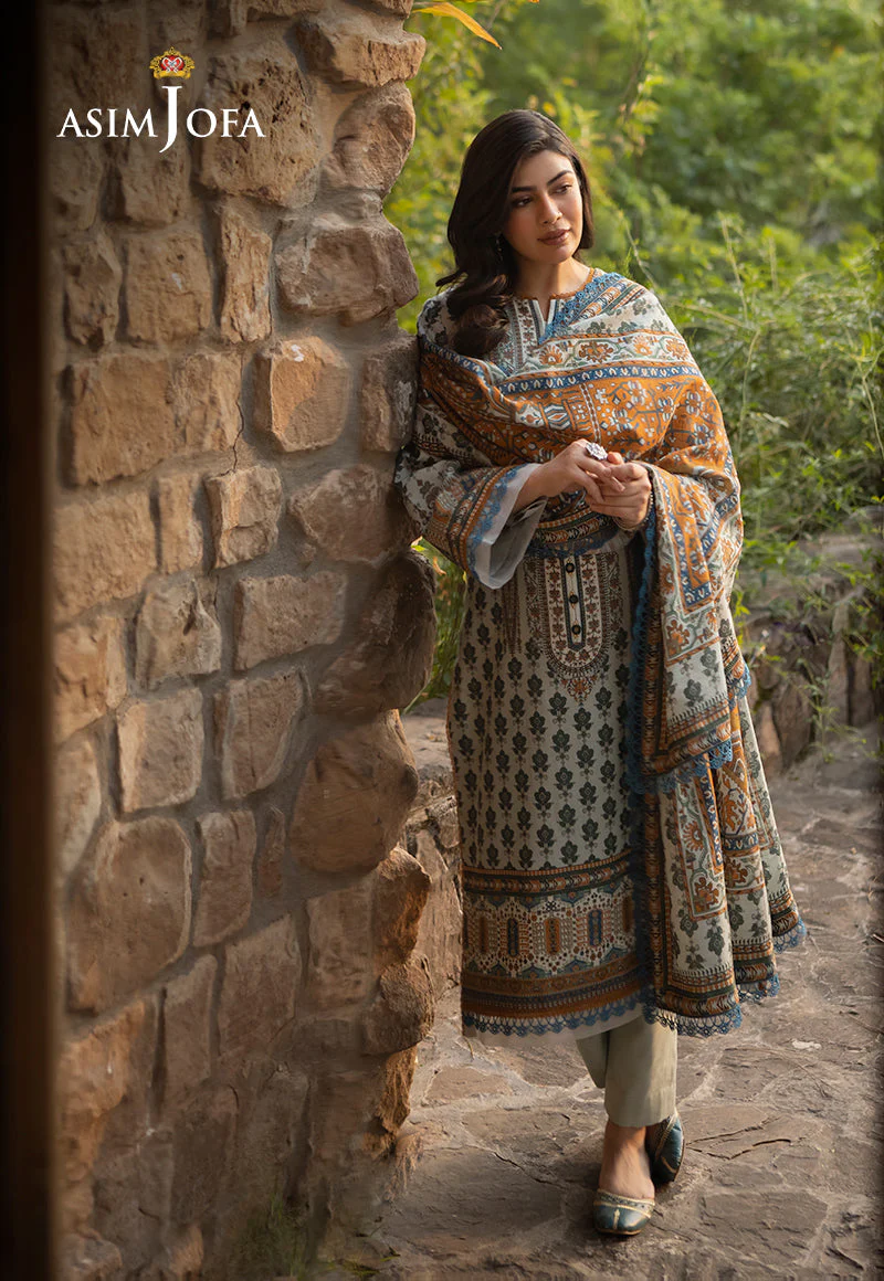 Asim Jofa Unstitched 3 Piece Winter Suit-AJUW-42 - Image 4