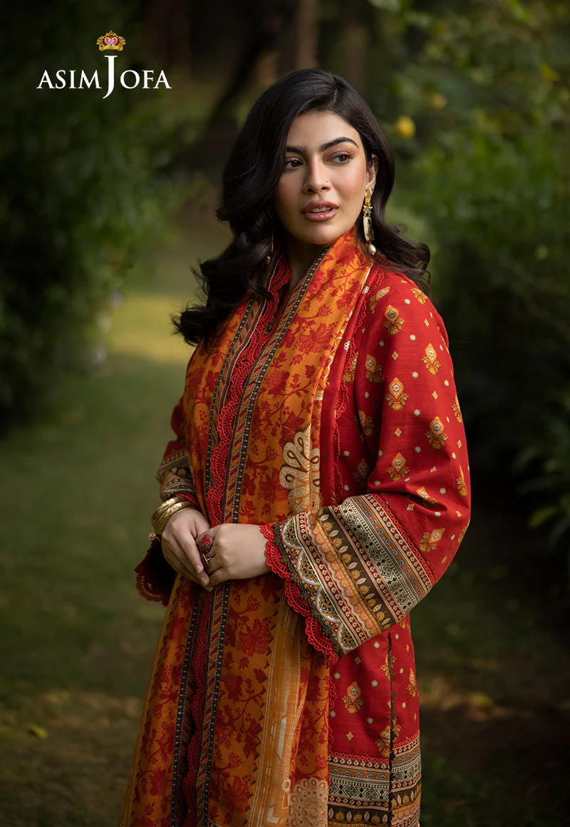 Asim Jofa Unstitched 3 Piece Winter Suit-AJUW-47 - Image 5