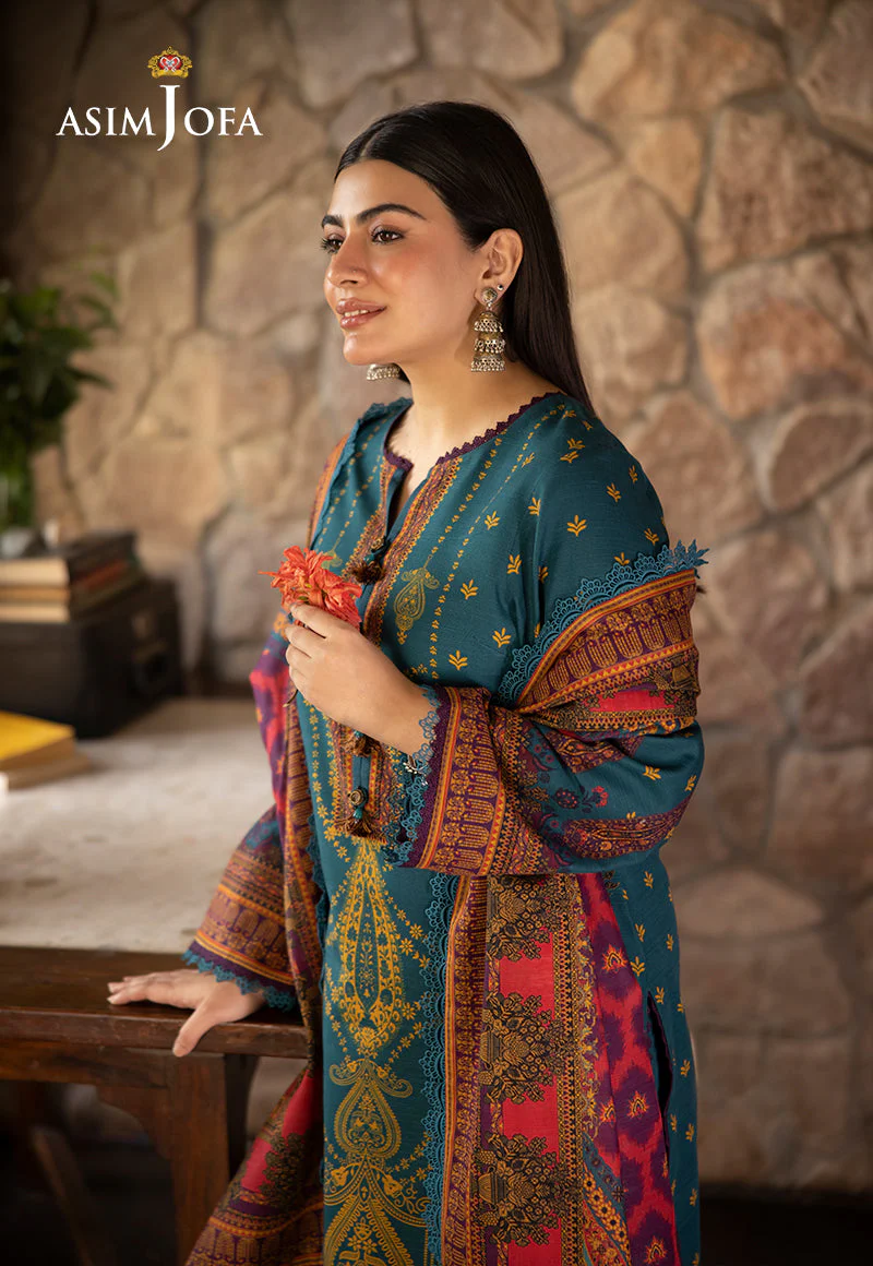 Asim Jofa Unstitched 3 Piece Winter Suit-AJUW-52 - Image 4