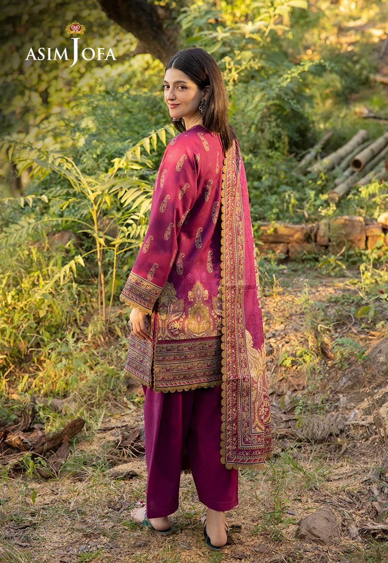 Asim Jofa Unstitched 3 Piece Winter Suit-AJUW-58 - Image 3