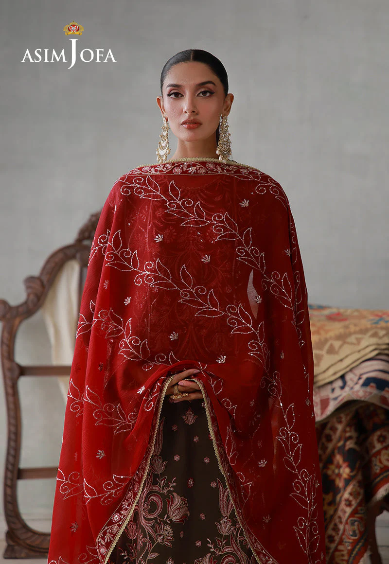 Asim Jofa Stitched 3 Piece Luxury Pret Suit-AJLPN-10 Embroidered Poly Silk Stitched 3pcs - Image 3
