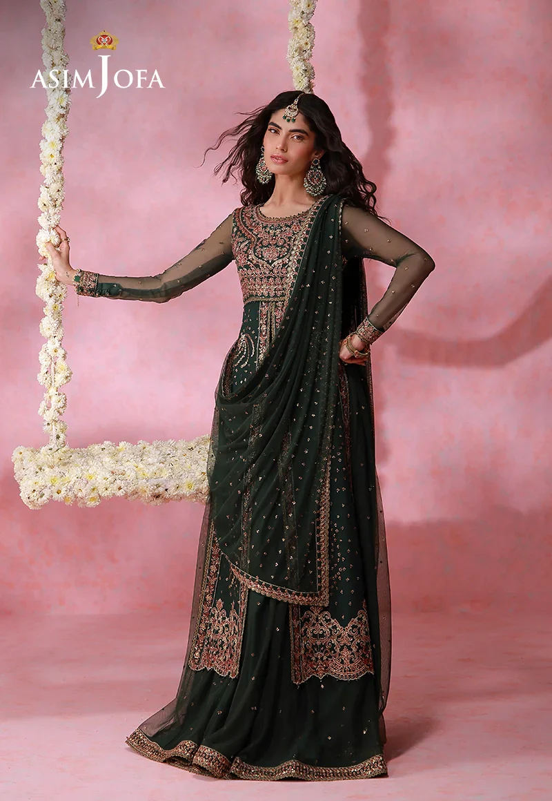 Asim Jofa Unstitched 3 Piece Festive Formals Suit-AJULFI-02 Embroidered Net Unstitched 3 Pcs - Image 2