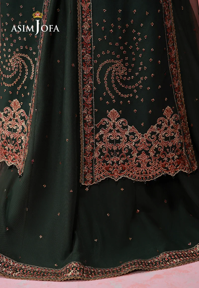 Asim Jofa Unstitched 3 Piece Festive Formals Suit-AJULFI-02 Embroidered Net Unstitched 3 Pcs - Image 3