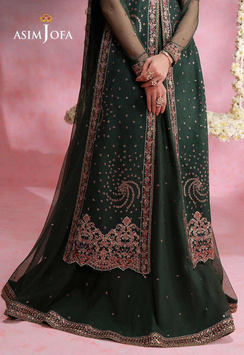 Asim Jofa Unstitched 3 Piece Festive Formals Suit-AJULFI-02 Embroidered Net Unstitched 3 Pcs - Image 4