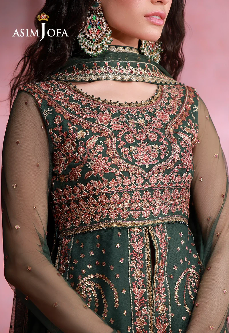 Asim Jofa Unstitched 3 Piece Festive Formals Suit-AJULFI-02 Embroidered Net Unstitched 3 Pcs - Image 5