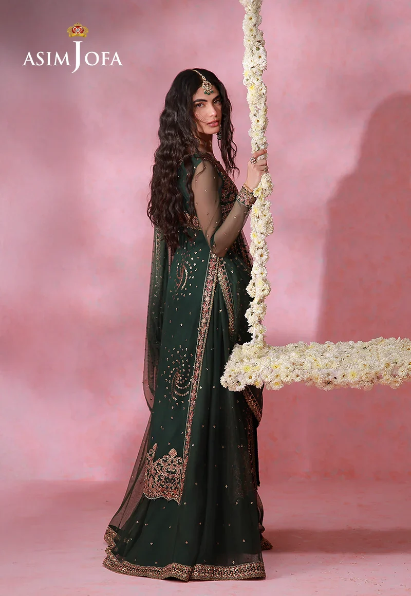 Asim Jofa Unstitched 3 Piece Festive Formals Suit-AJULFI-02 Embroidered Net Unstitched 3 Pcs - Image 6