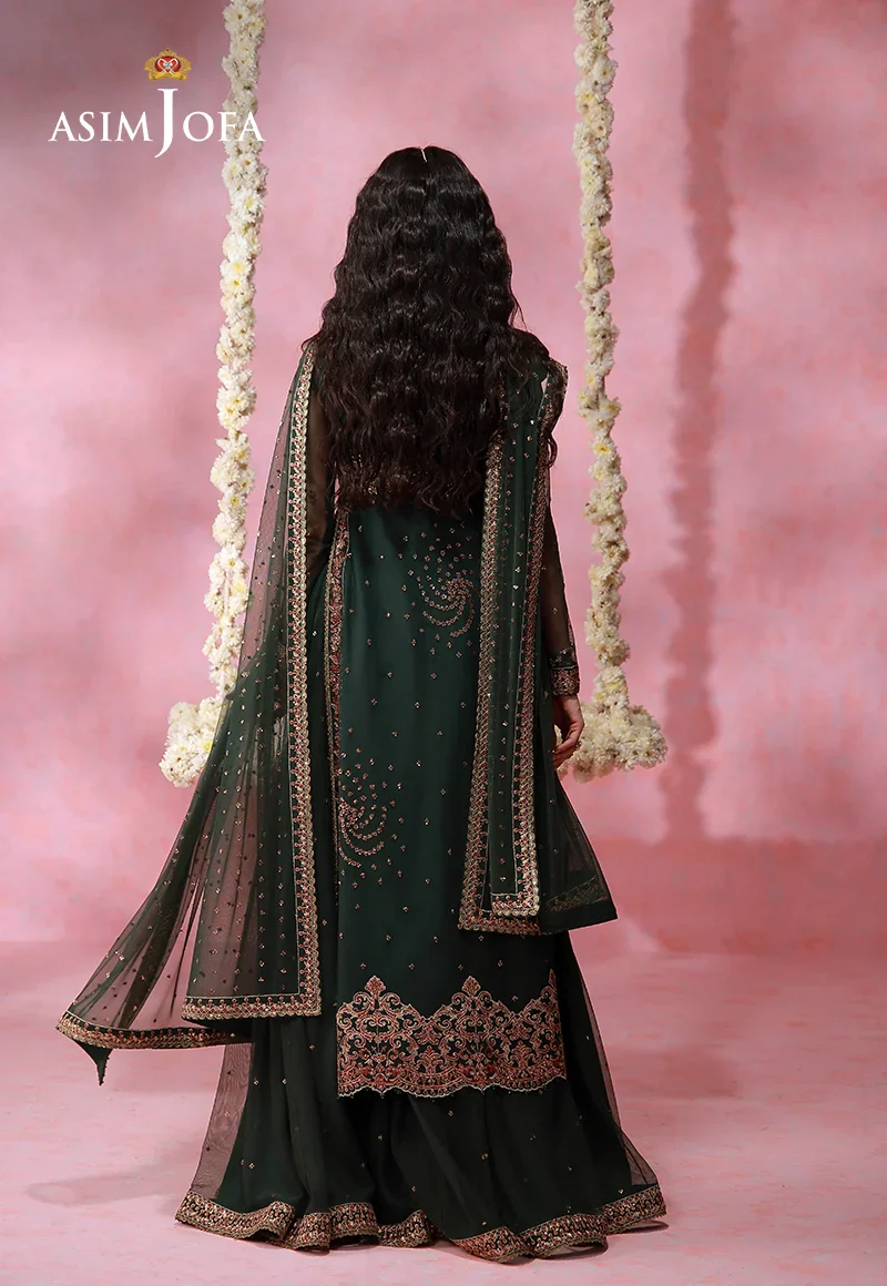 Asim Jofa Unstitched 3 Piece Festive Formals Suit-AJULFI-02 Embroidered Net Unstitched 3 Pcs - Image 7