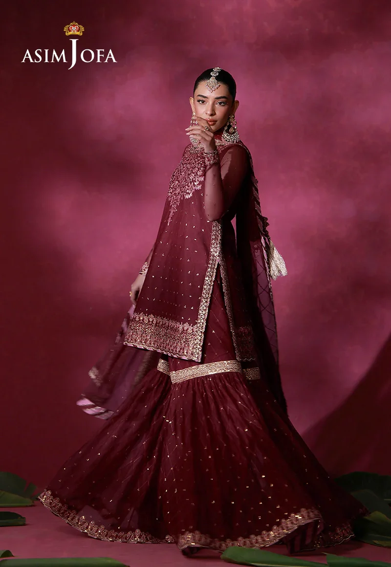 Asim Jofa Unstitched 3 Piece Festive Formals Suit-AJULFI-06 Embroidered Net Unstitched 3 Pcs - Image 2