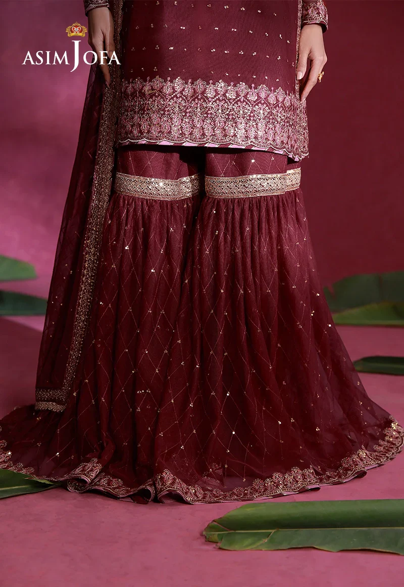Asim Jofa Unstitched 3 Piece Festive Formals Suit-AJULFI-06 Embroidered Net Unstitched 3 Pcs - Image 3