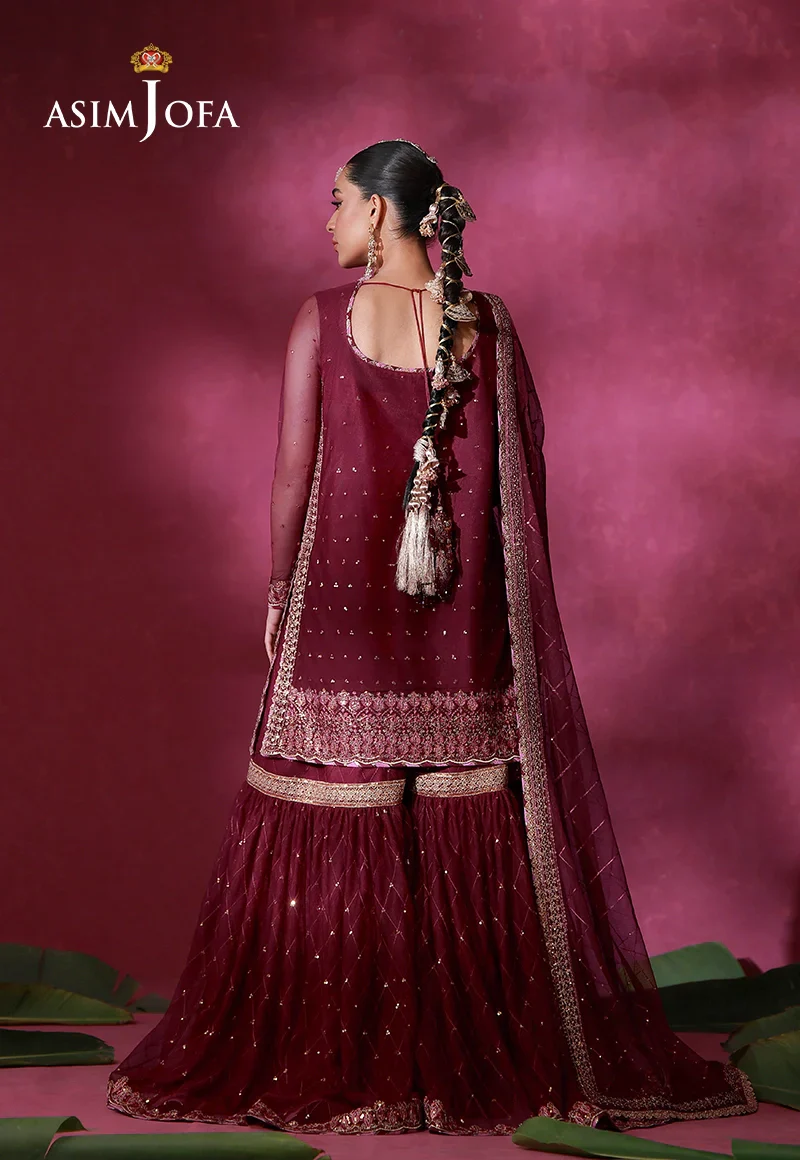 Asim Jofa Unstitched 3 Piece Festive Formals Suit-AJULFI-06 Embroidered Net Unstitched 3 Pcs - Image 5