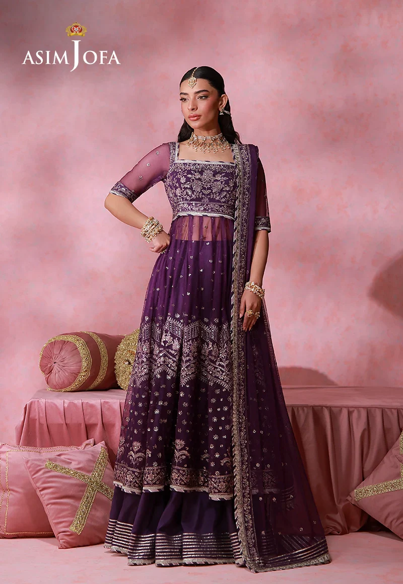Asim Jofa Unstitched 2 Piece Festive Formals Suit-AJULFI-09 Embroidered Net Unstitched 2 Pcs