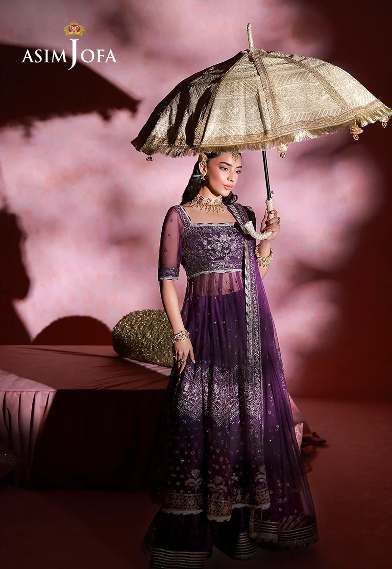Asim Jofa Unstitched 2 Piece Festive Formals Suit-AJULFI-09 Embroidered Net Unstitched 2 Pcs - Image 2