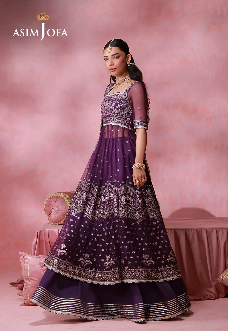 Asim Jofa Unstitched 2 Piece Festive Formals Suit-AJULFI-09 Embroidered Net Unstitched 2 Pcs - Image 3