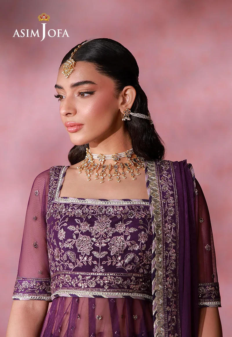 Asim Jofa Unstitched 2 Piece Festive Formals Suit-AJULFI-09 Embroidered Net Unstitched 2 Pcs - Image 4