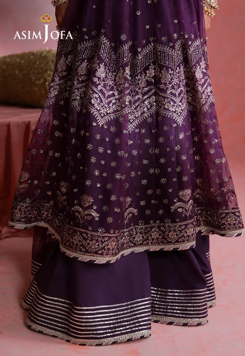Asim Jofa Unstitched 2 Piece Festive Formals Suit-AJULFI-09 Embroidered Net Unstitched 2 Pcs - Image 5