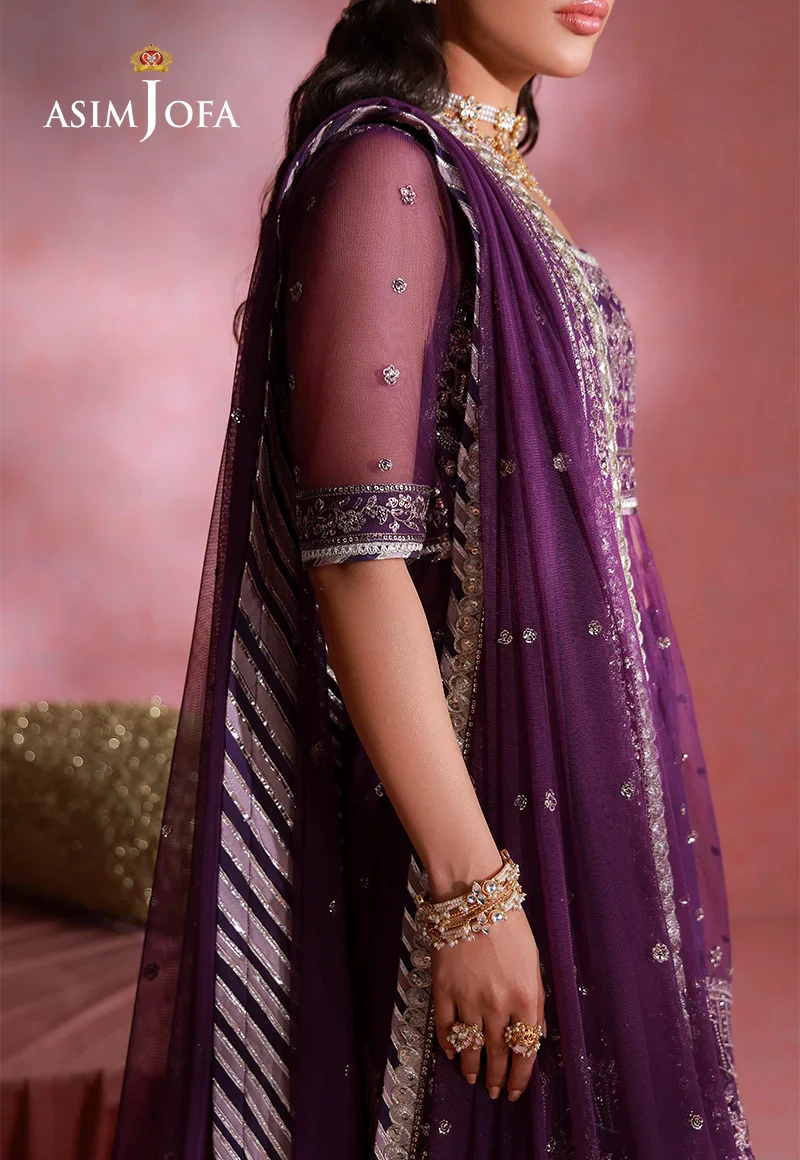 Asim Jofa Unstitched 2 Piece Festive Formals Suit-AJULFI-09 Embroidered Net Unstitched 2 Pcs - Image 6