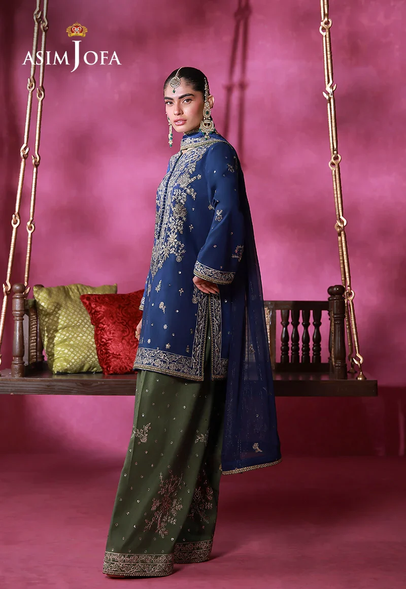 Asim Jofa Unstitched 3 Piece Festive Formals Suit-AJULFI-10 Embroidered Raw Silk Unstitched 3 Pcs - Image 2