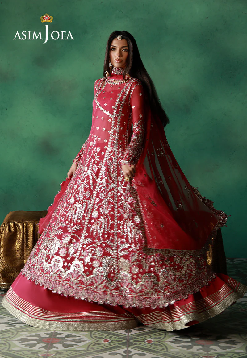 Asim Jofa Unstitched 3 Piece Wedding Festive Suit-AJULN-01 Embroidered Chiffon Unstitched 3 Pcs - Image 8