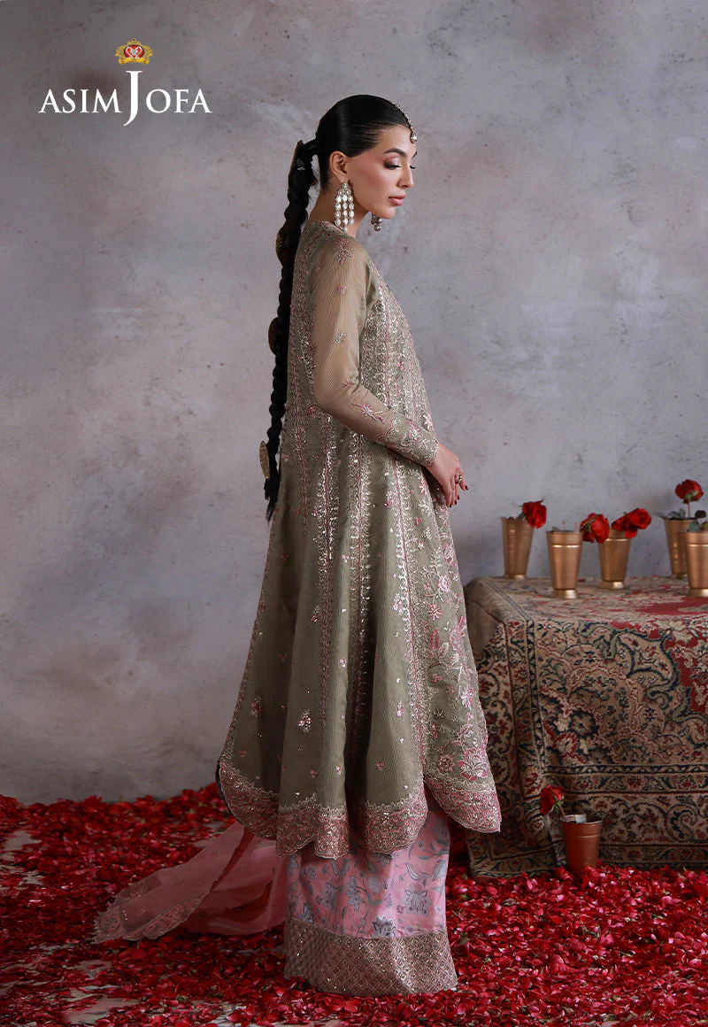 Asim Jofa Unstitched 3 Piece Wedding Festive Suit-AJULN-02 Embroidered Javeria Net Unstitched 3 Pcs - Image 3