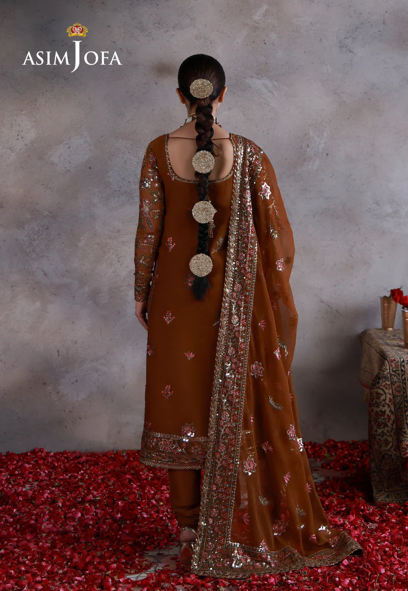 Asim Jofa Unstitched 3 Piece Wedding Festive Suit-AJULN-03 Embroidered Chiffon Unstitched 3 Pcs - Image 2