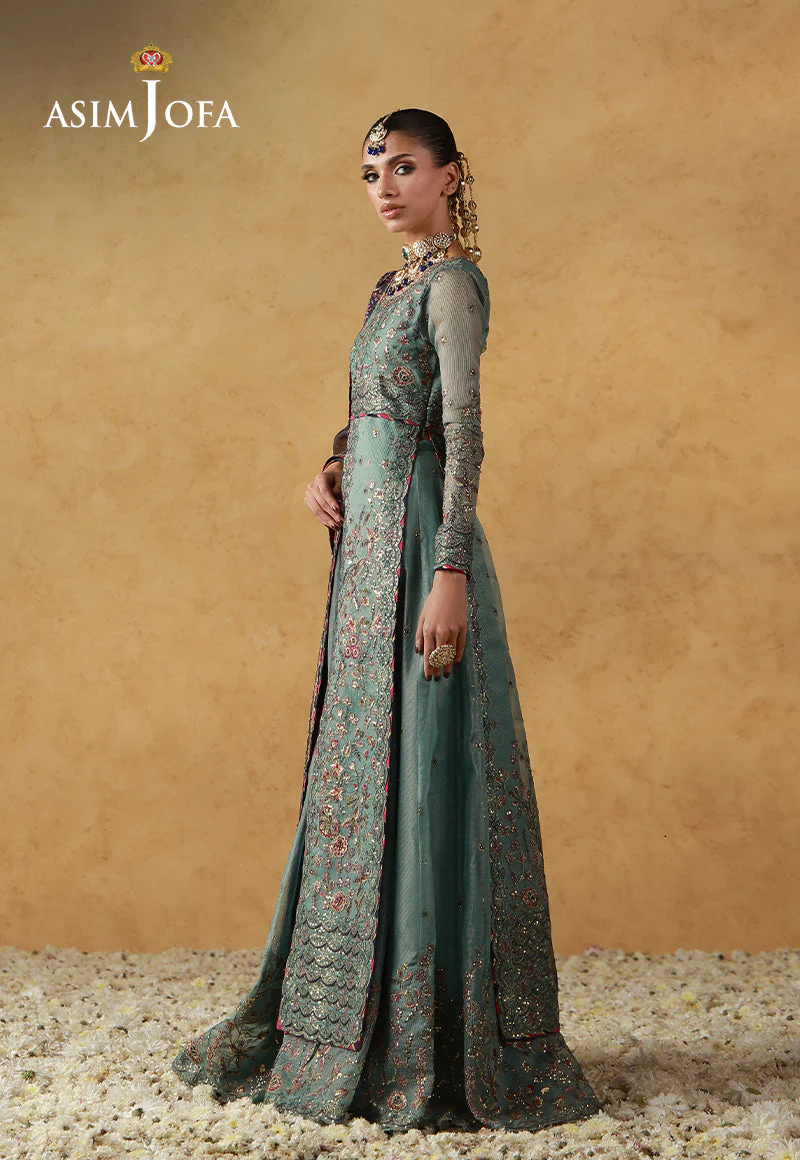 Asim Jofa Unstitched 3 Piece Wedding Festive Suit-AJULN-05 Embroidered Javeria Net Unstitched 3 Pcs - Image 3