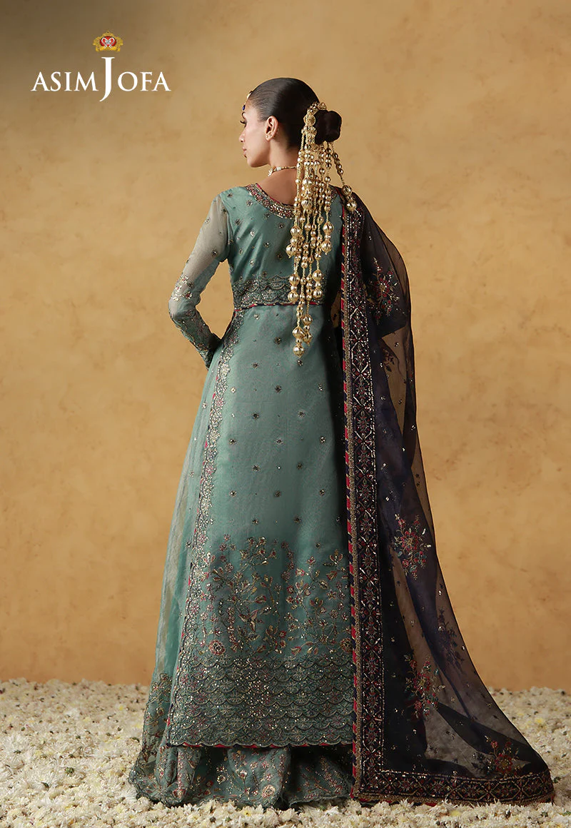 Asim Jofa Unstitched 3 Piece Wedding Festive Suit-AJULN-05 Embroidered Javeria Net Unstitched 3 Pcs - Image 4