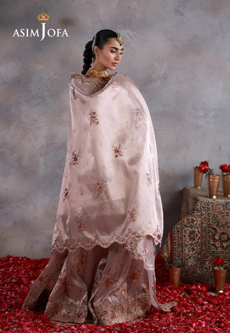 Asim Jofa Unstitched 3 Piece Wedding Festive Suit-AJULN-15 Embroidered Zari Tissue Net Unstitched 3 Pcs - Image 2