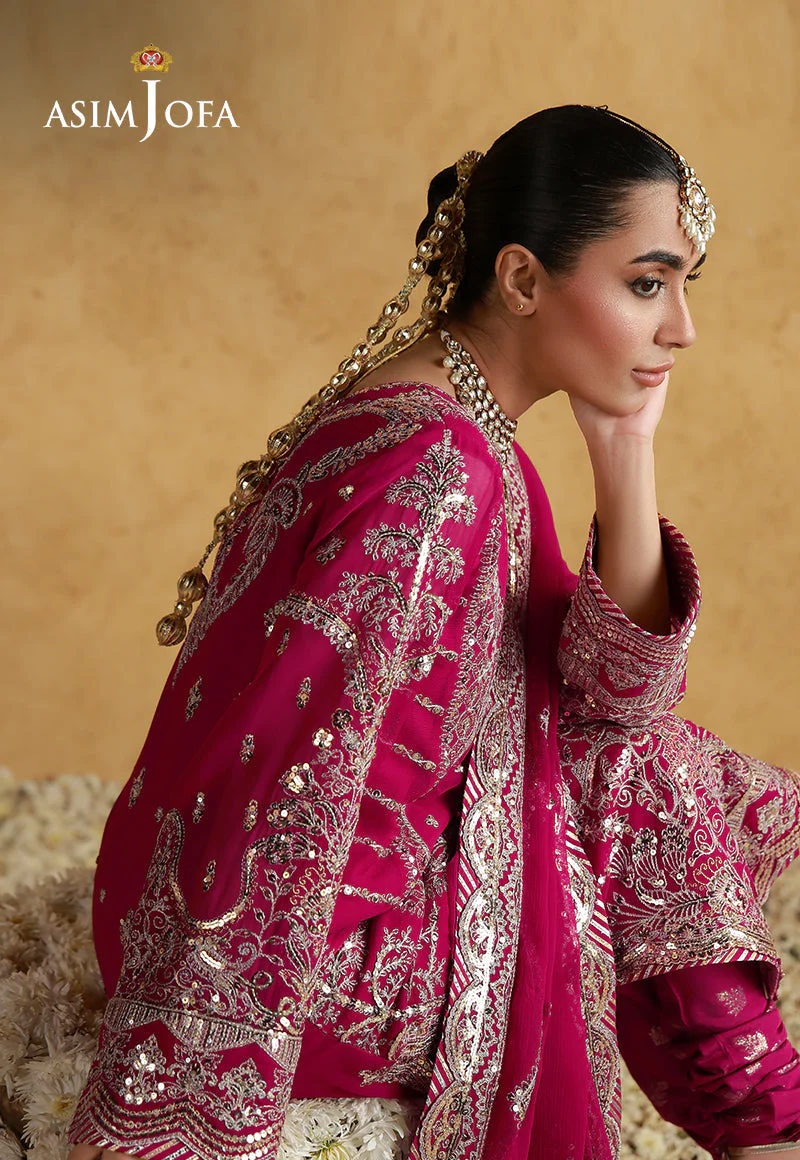 Asim Jofa Unstitched 3 Piece Wedding Festive Suit-AJULN-21 Embroidered Chiffon Unstitched 3 Pcs - Image 4