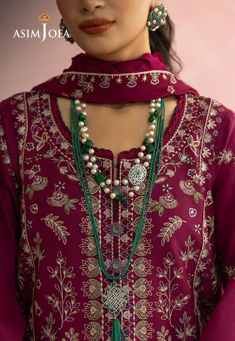 Asim Jofa Unstitched 3 Piece Luxury Lawn Suit-AJULW-02 Embroidered Lawn Unstitched 3 Pcs - Image 3