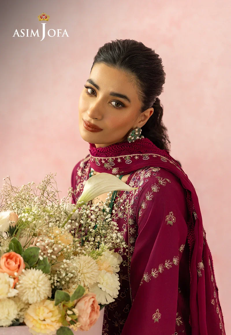 Asim Jofa Unstitched 3 Piece Luxury Lawn Suit-AJULW-02 Embroidered Lawn Unstitched 3 Pcs - Image 5