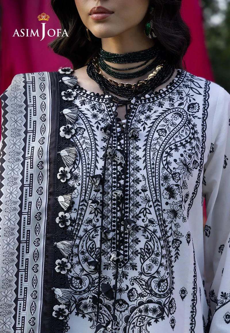 Asim Jofa Unstitched 3 Piece Luxury Lawn Suit-AJULW-04 Embroidered Lawn Unstitched 3 Pcs - Image 3