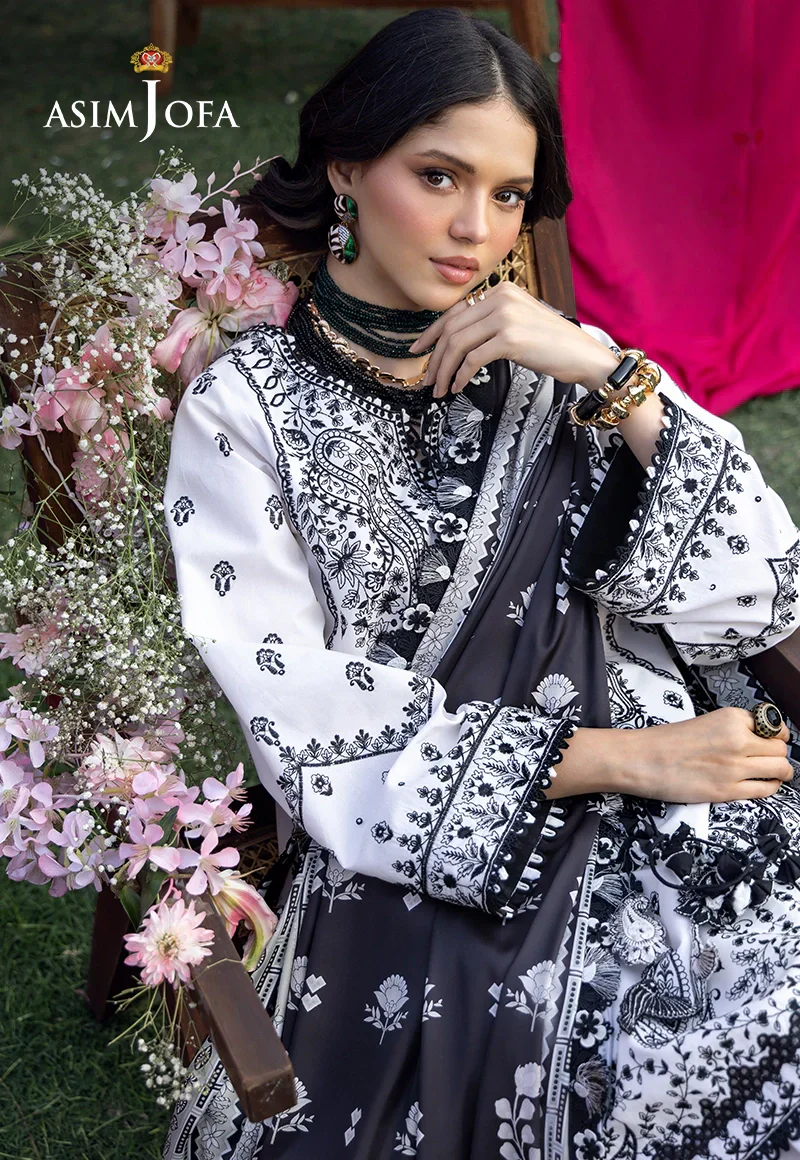 Asim Jofa Unstitched 3 Piece Luxury Lawn Suit-AJULW-04 Embroidered Lawn Unstitched 3 Pcs - Image 5