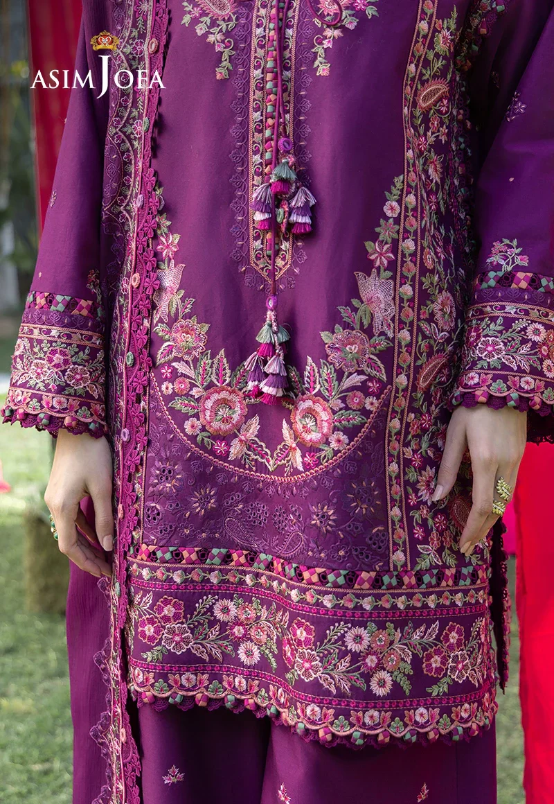 Asim Jofa Unstitched 3 Piece Luxury Lawn Suit-AJULW-07 Embroidered Lawn Unstitched 3 Pcs - Image 8