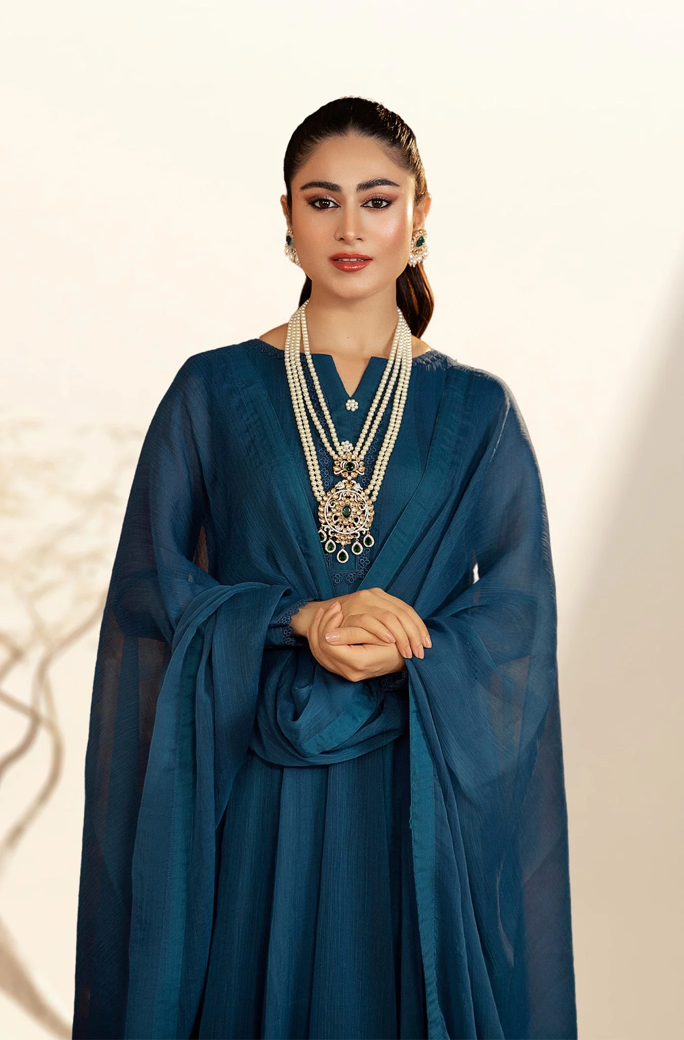 Kalidaar Frocks By Asma & Sidra Stitched Formals Suit-MONA (Plain Chiffon Frock) - Image 3