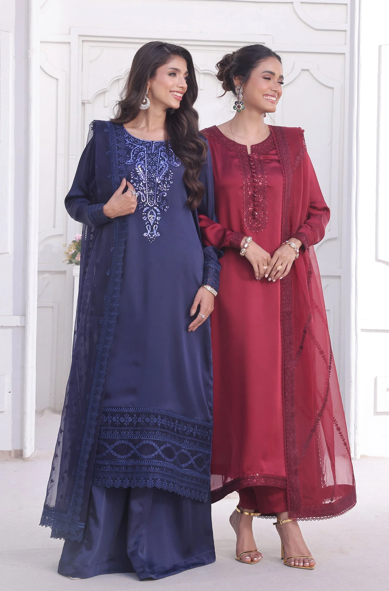 The Feminine Era By Asma & Sidra Stitched Formals Suit-Rosella - Image 10