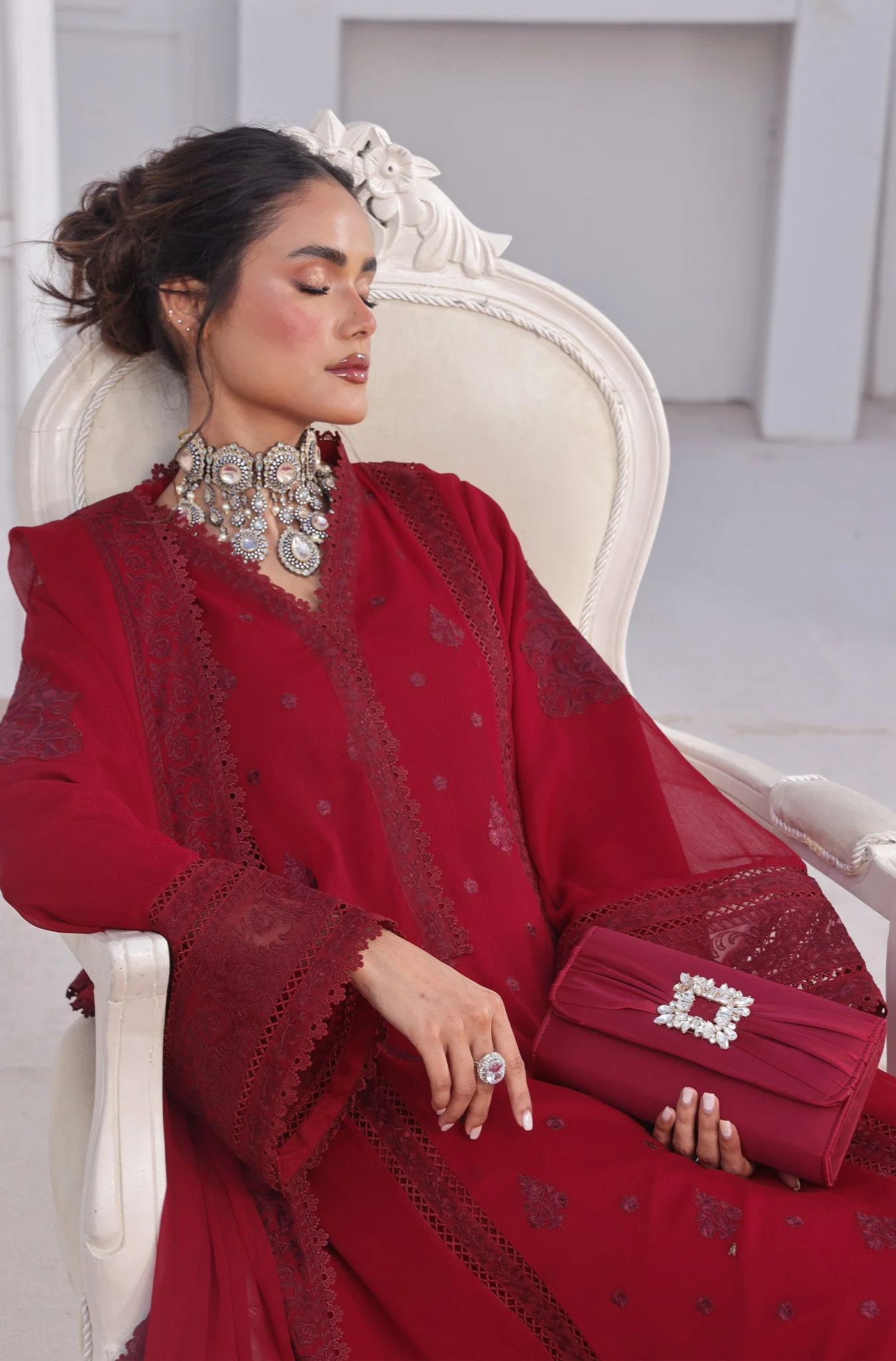 The Divine Treasure By Asma & Sidra Stitched Formals Suit-Ruby - Image 2