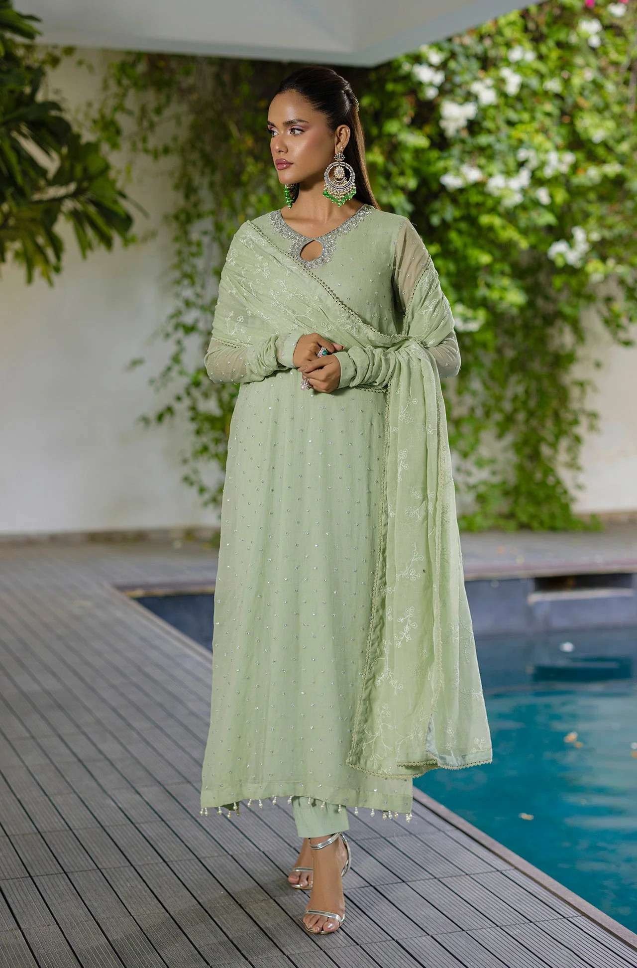 Pastel Aesthetics Festive By Asma & Sidra Stitched Formals Suit-Sage Babe - Image 3