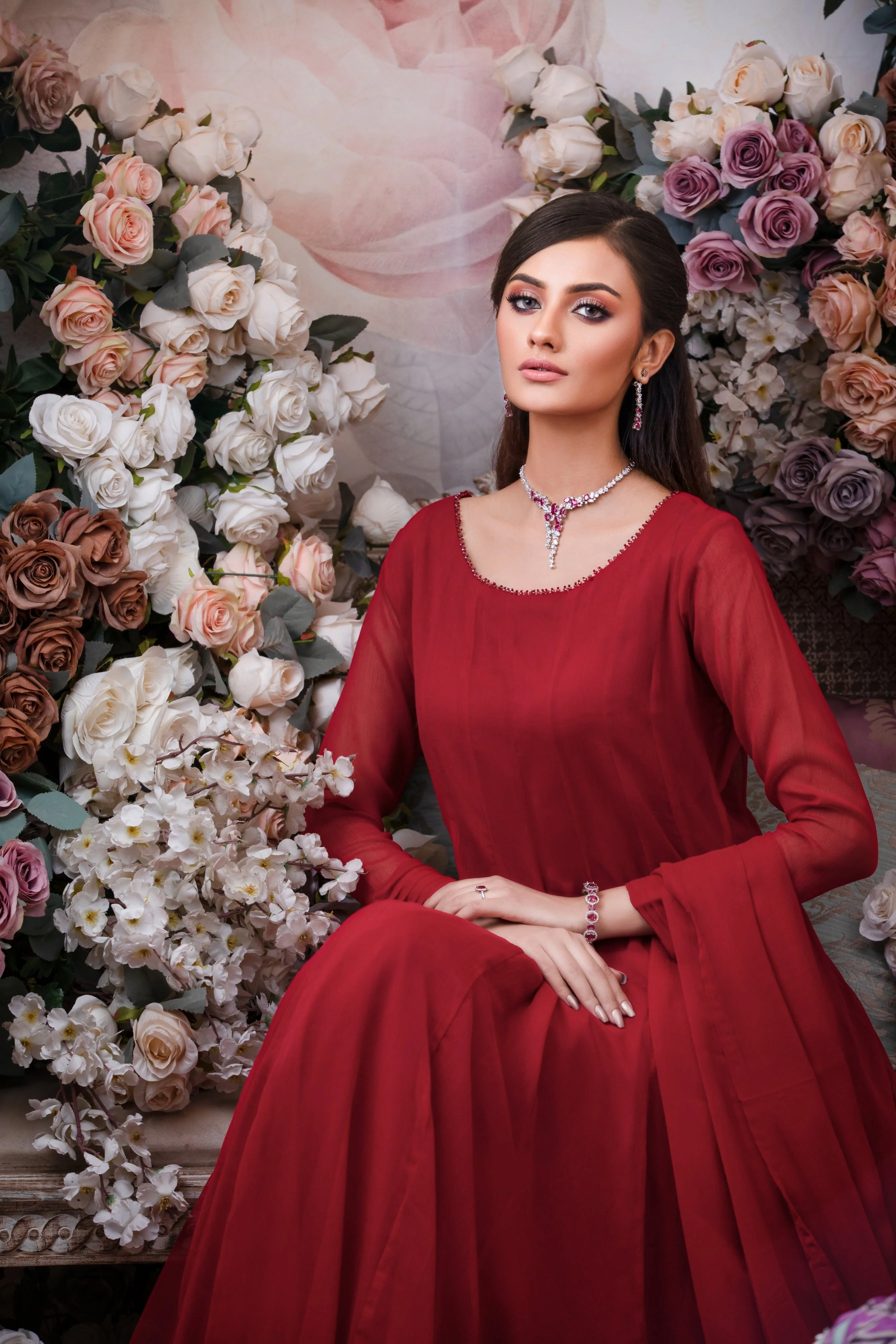 Kalidaar Frocks By Asma & Sidra Stitched Formals Suit-Shabnam (Plain Chiffon Frock) - Image 4