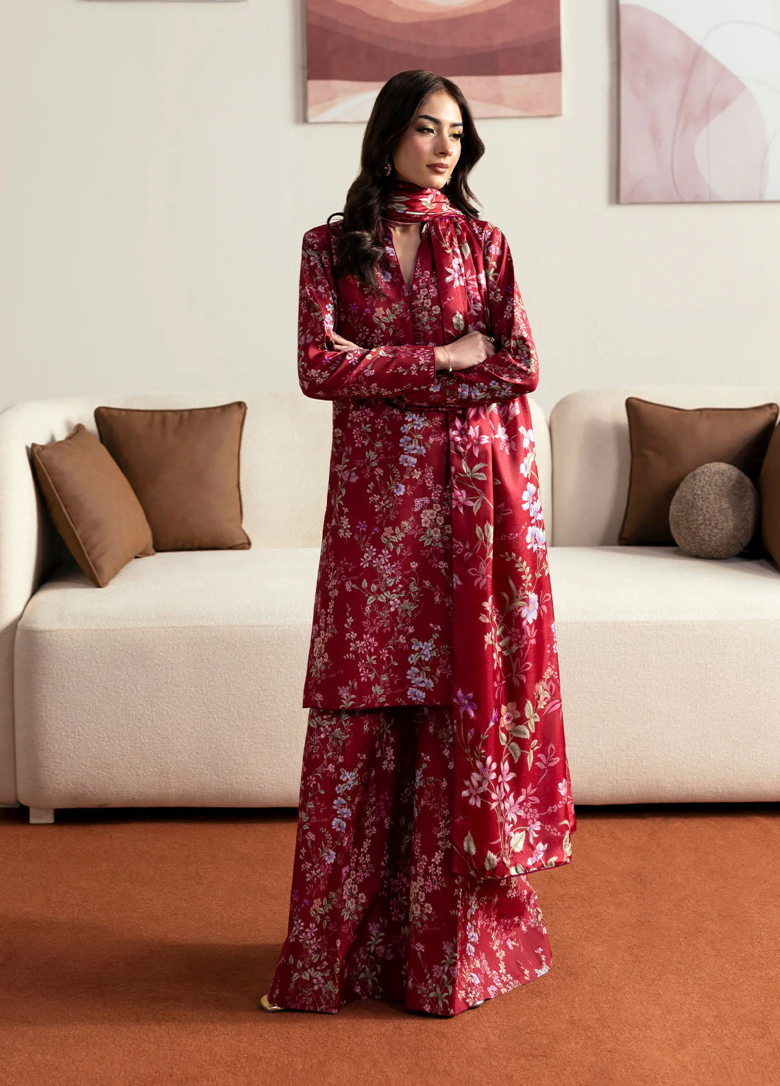 Gulaal Stitched 3 Piece Basic Lawn Suit-Aster - Image 5