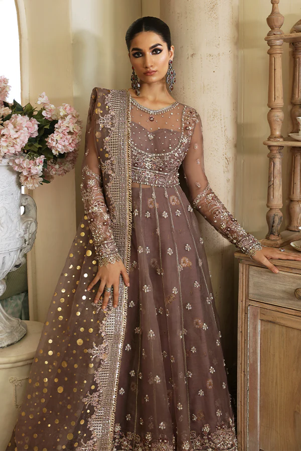 Nyra Unstitched 3 Piece Wedding Festive Suit-Aster - Image 3