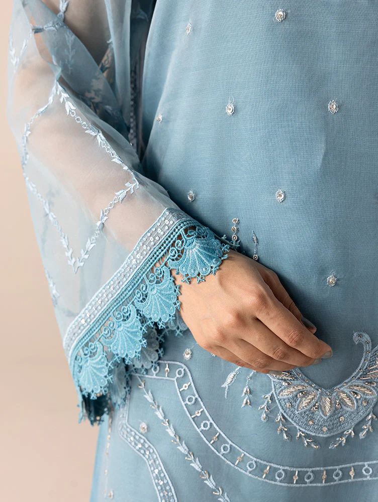 AURAPRET By Zebtan Stitched 3 Piece Luxury Formals Suit-Aurapret-05 | 3 Piece Embroidered Organza Suit - Image 3