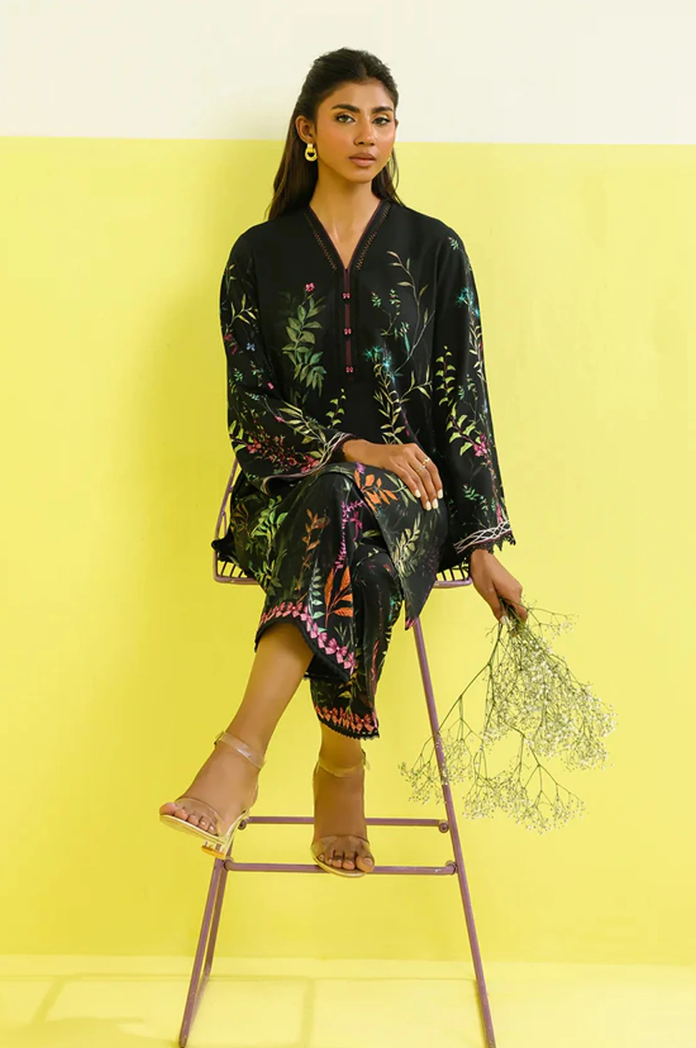 Elara By Sahar Unstitched 2 Piece Printed Marina Twill Fall Suit-AW1-25-21-UNS - Image 2